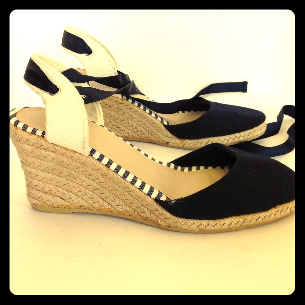 Boho Espadrille Wedge Sandals w/Ankle Tie